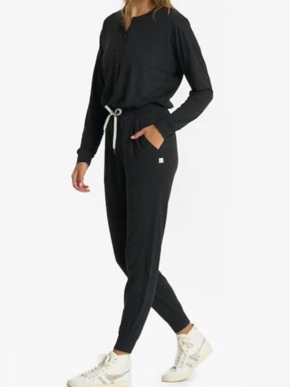 Vuori Black Drawstring Jogger Pants with Cuffed Ankles